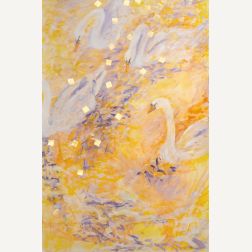 Schwäne gelb, Acryl auf Papier, 80 x 120